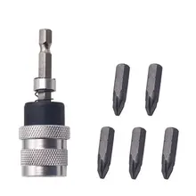 6pcs/set Quick Release Handle Screwdriver Bit Holder Hex Shank Extension Rod Electric Drill Angle Hand Tool Tool Accessories