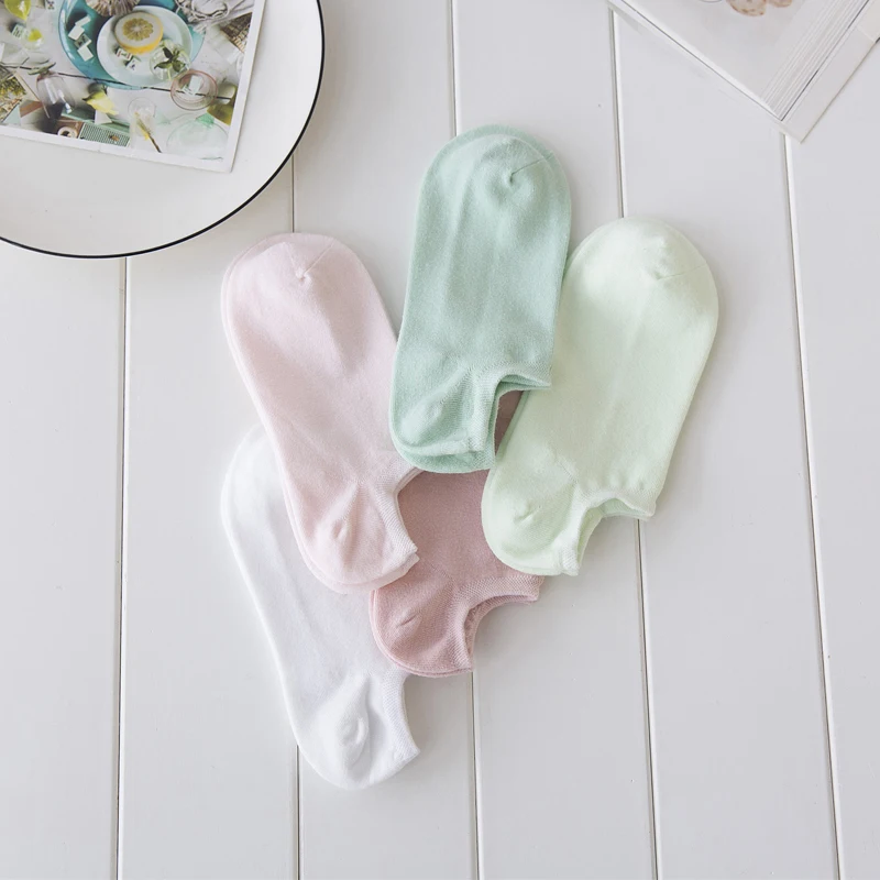 LJIQQ/10 пар, горячая Распродажа, хлопковые носки-башмачки высокого качества, однотонные носки, невидимые весенне-летние носки, милые носки kawaii