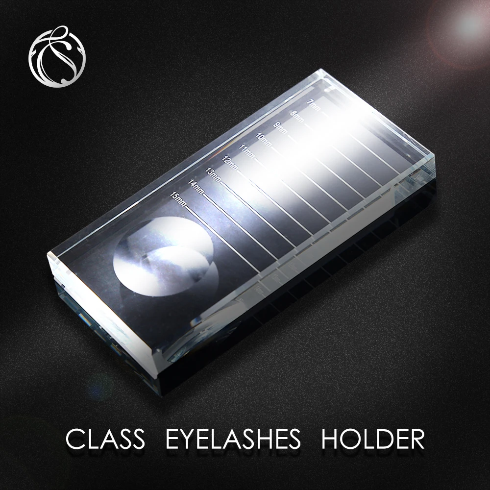 

Transparent Eyelash Extension Pallet Eyelash Pallet Crystal Glass False Eyelashes Holder Glue Tray with Tick Mark Beauty Makeup
