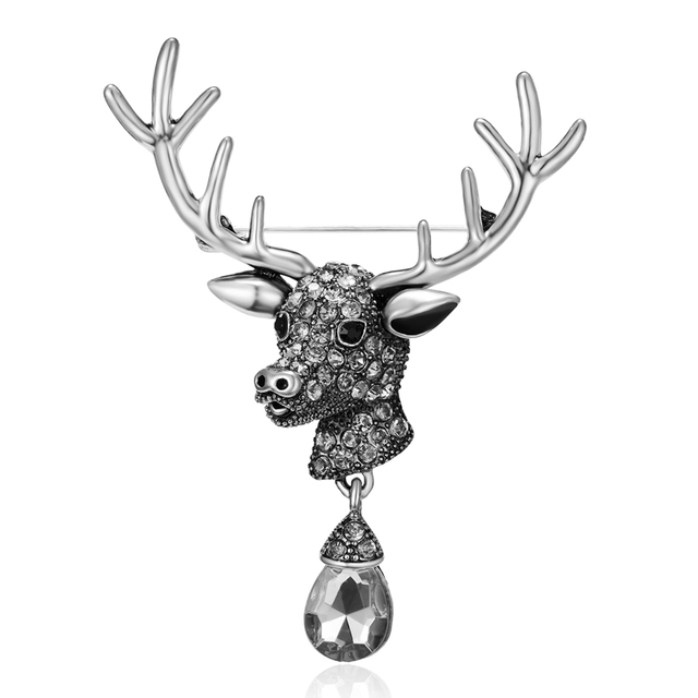 Rhinestone Christmas Deer Reindeer Snowflake Lady Brooch For Women Pins Elk Suit Coat Sweater Scarf Jewelry Corsage Gifts