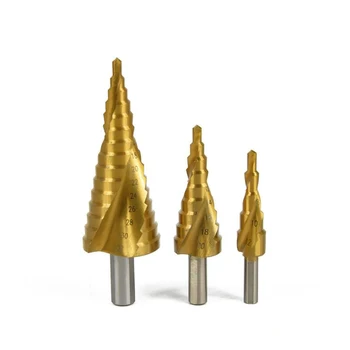 

3pcs Woodworking 4-12 4-20 4-32 Taper Step Drill Bit Set Tri-angle Shank HSS Steel Spiral Grooved Shape Cone Hole Cutter