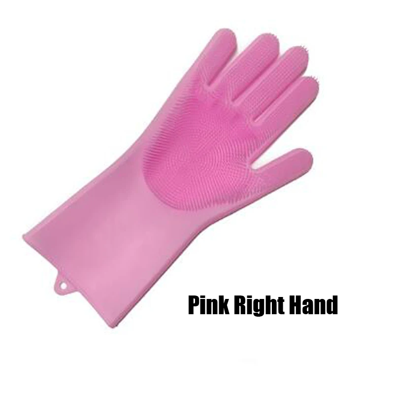 right pink 1 шт. перчатки для мытья посуда уборки Волшебные силиконовые резиновые перчатки для мытья посуды Щетка для домашнего хозяйства кухонная машина инструмент для чистки домашних животных скраб - Цвет: right pink