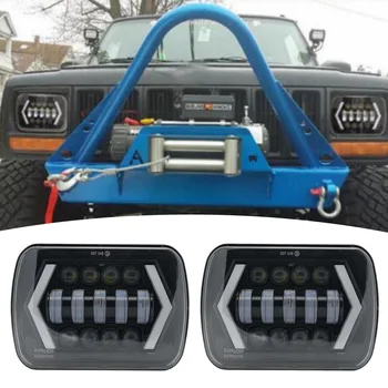 

7X6 5X7" Rectangular Square Led Headlights with Turn single DRL lights For Jeep Cherokee XJ Wrangler YJ Truck 4x4 Offroad