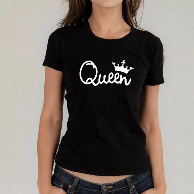 Футболка женская с принтом короны Повседневная рубашка круглым вырезом одежда