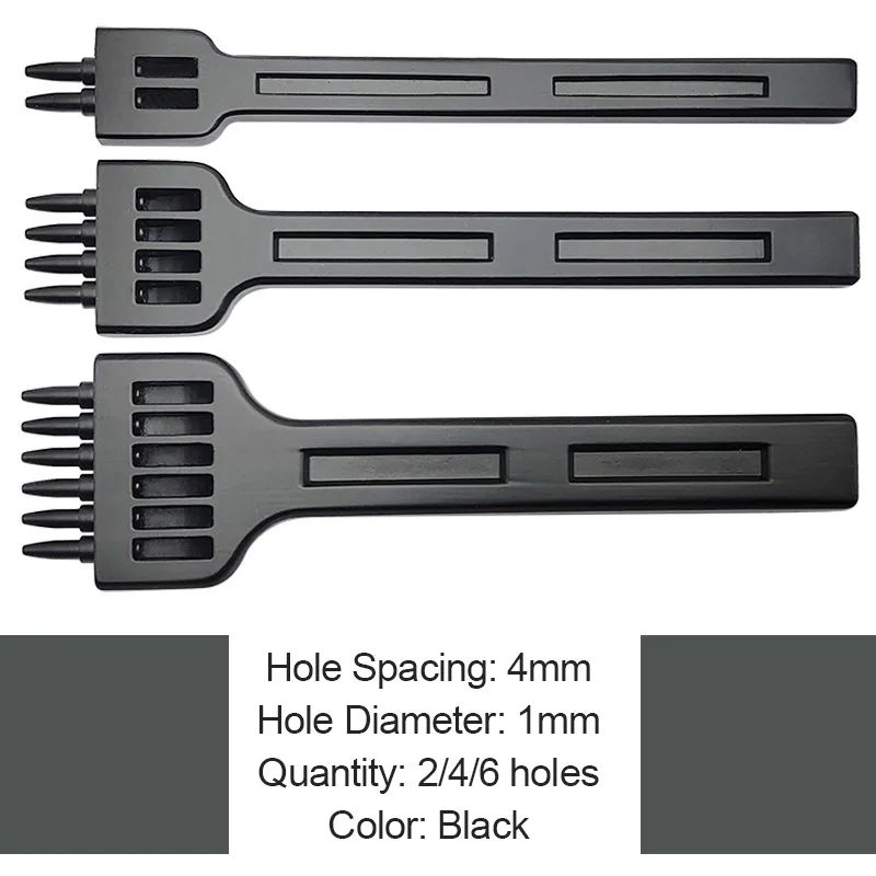 4mm Black 1 Set Инструменты для кожевенного ремесла, дырокол для бумажника, ремень, дырокол, кожаный шаблон, ушко, ремесло, высечка, инструмент для шитья - Цвет: 4mm Black 1 Set