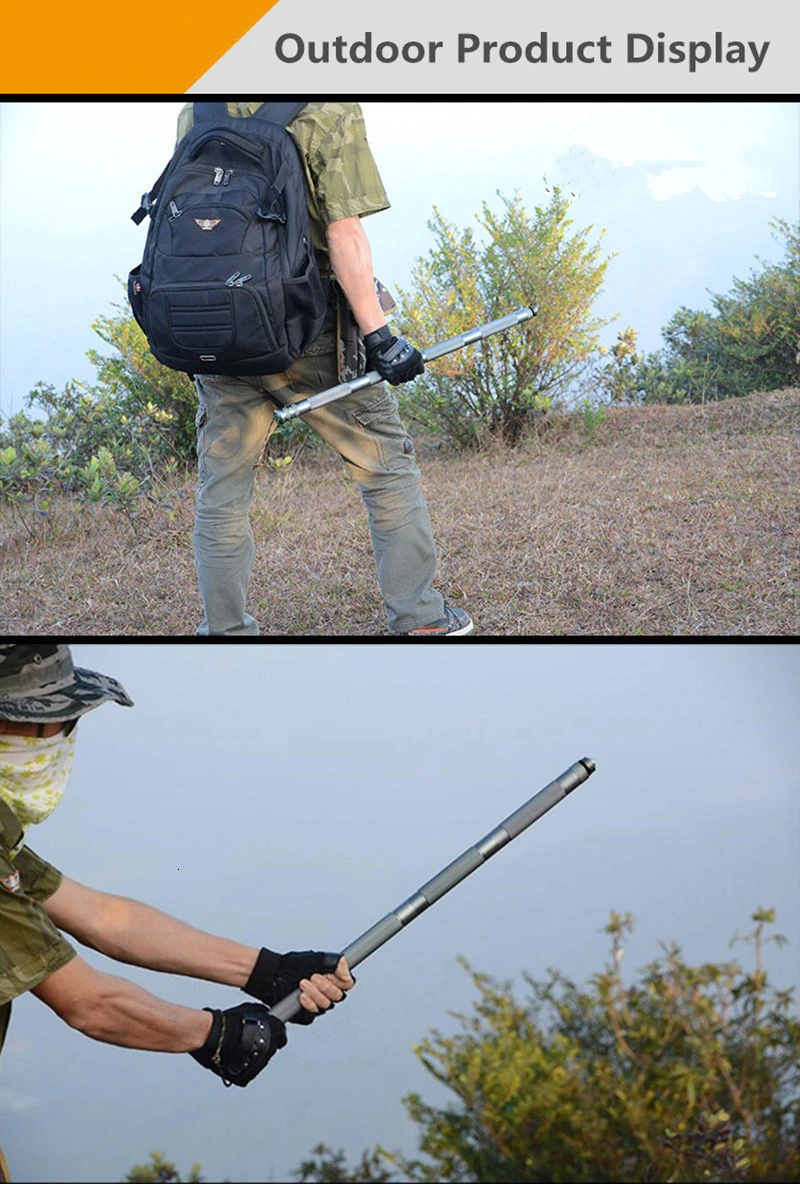 Multifunctional Outdoor Survival Tool 4 Sections Defense Tactical Walking Stick Portable Camping Alpenstock Car Emergency Tools (16)