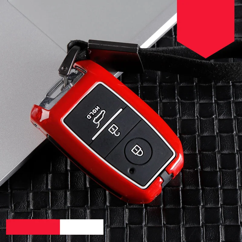 A-carbon red Чехол для ключей автомобиля, цинковый сплав, силикагель для Kia Cerato Sportage Ceed Sorento K900 Stinger Rio K4 K5 Optima-, автомобильный держатель, Новинка - Название цвета: A-carbon red