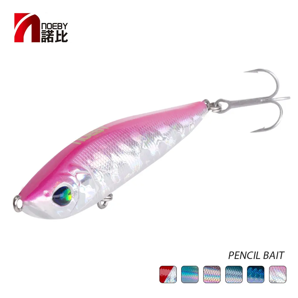

NOEBY 1pc Fishing Lure 80mm/16g Variable sinking Super Pencil Lures Fishing Bait VMC Treble Hooks Colorful 3D Eyes NBL9604