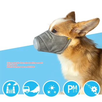 

3pcs PM2.5 Pet Dog Anti Fog Muzzle Mask Adjustable Puppy Mouth Guard Mask Cover with Strap Inner Steel Ring