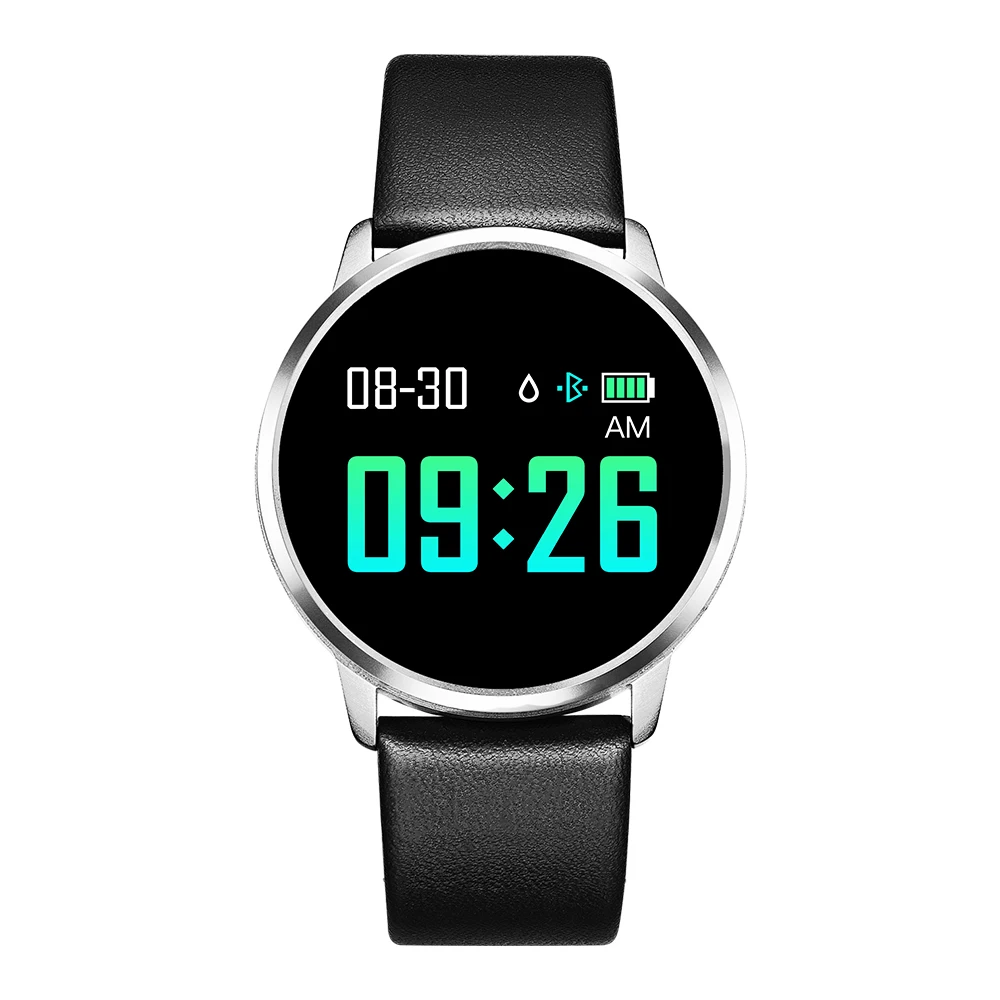 Q8 Смарт-часы OLED цветной экран Smartwatch женские модные фитнес-трекер монитор сердечного ритма 20 шт./партия - Цвет: Black leather strap2