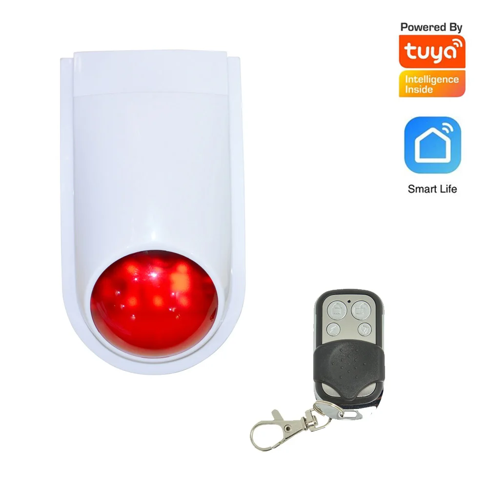 Wireless Outdoor siren waterproof tuya 2.4G wifi strobe siren support 433mhz door sensor pir motion alarm Alexa and google