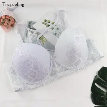 

Trufeeling Full Cup DD E F Cup Bras for Women Sexy Lace Beauty Back Brassiere Underwired Non Padded Push Up Bra Plus Size 44-54