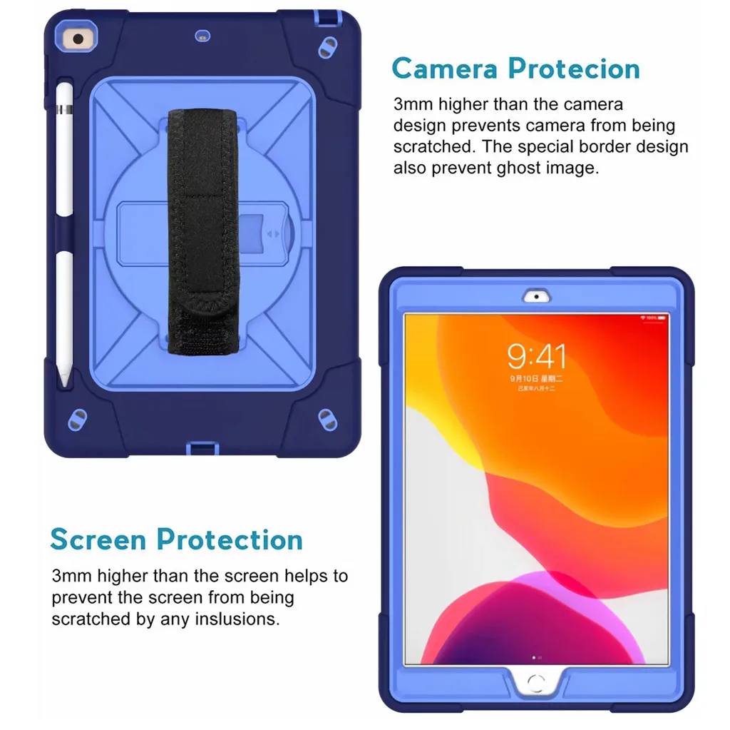 OMESHIN для iPad 7th 10,2 дюймов Защитный Чехол ударопрочный чехол обложка+ карандашница ударопрочный гель, защитный чехол