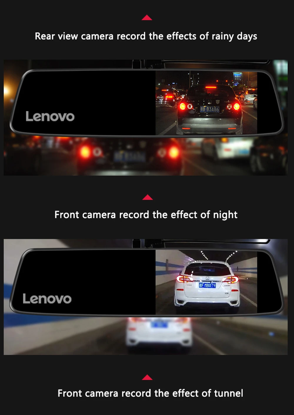 lenovo Dash Cam двойной объектив зеркало заднего вида камера видеорегистратор ночного видения видео регистратор настройки номерного знака ips Автомобильный видеорегистратор