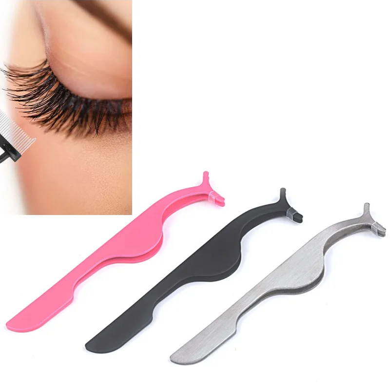 

Pink Black False Eyelash Tweezers Fake Eye Lash Applicator Eyelash Extension Curler Nipper Auxiliary Clip Clamp Makeup Tools