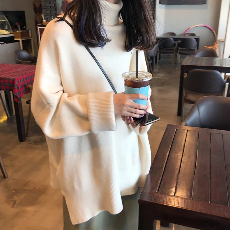 2021 Turtleneck Collar Sweater Winter Clothes Women New Pattern Long Sleeve Knitting Pulloveres Overszie Y2k Casual Sweaters