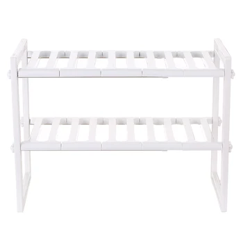 

Multifunctional Under Sink 2-Tier Expandable Stainless Steel Kitchen Storage Rack Shelf Storage Organizer Adjustable Sink Rack