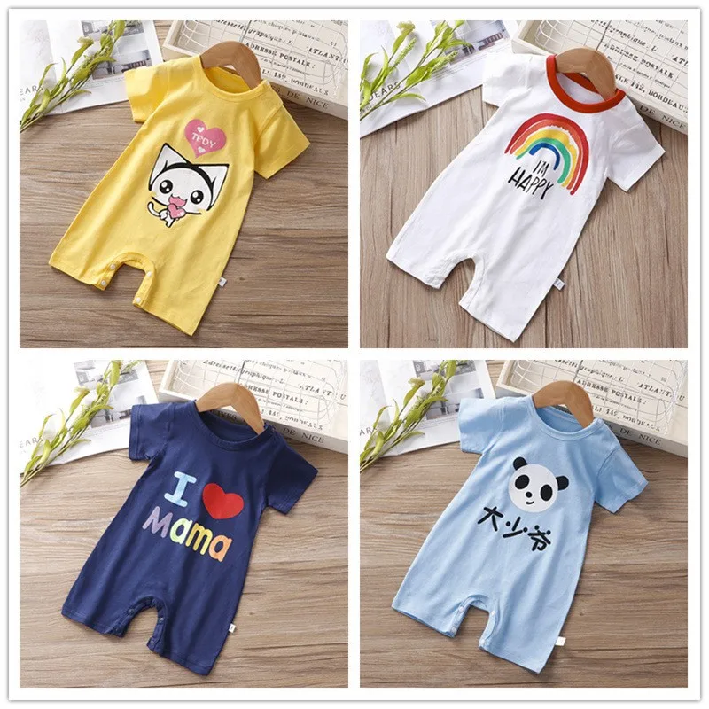 Newborn Baby Boy Romper Summer Cartoon Totoro Girl Short Sleeve Jumpsuit Cotton Toddler One-piece Kid Clothes Bebes Outfit customised baby bodysuits