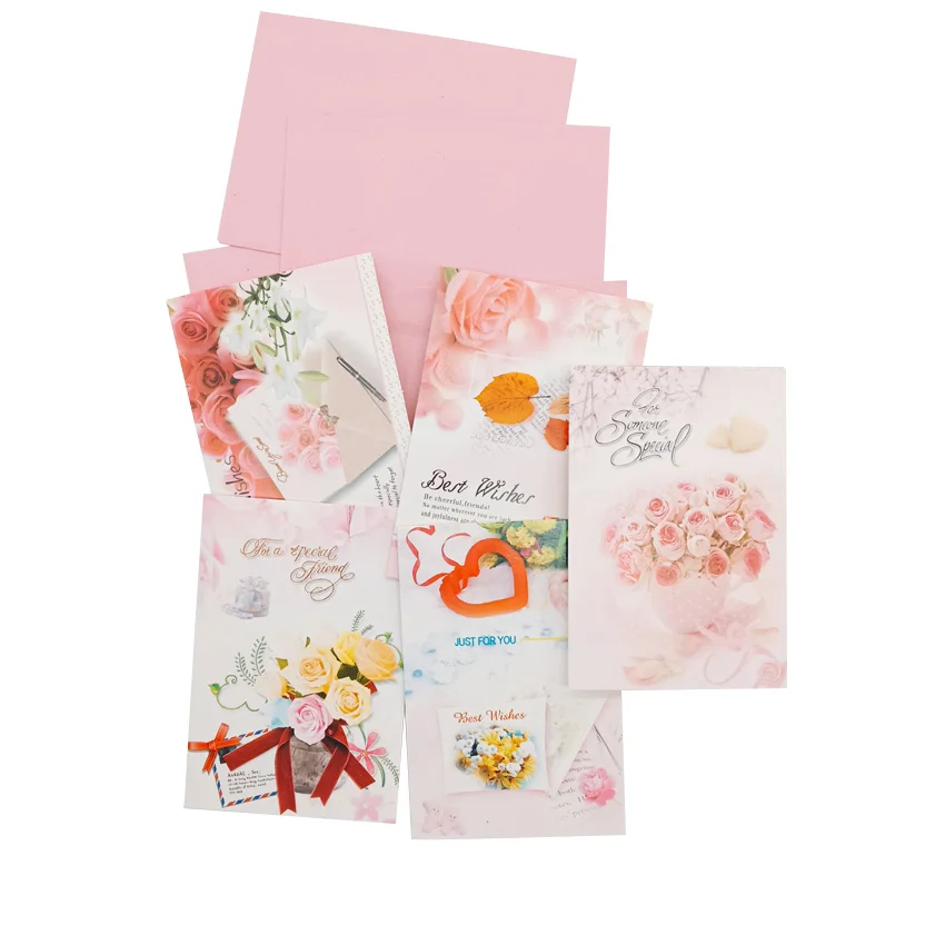 

200pcs Mini Greating Card sweet Flower Christmas Pink message card wedding birthday blessing Kawaii Gift cards
