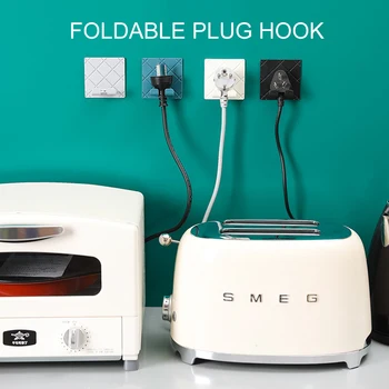 

Storage Holders Racks Wall Hanging Hook Saving Racks Self Adhesive Folding Socket Kitchen Appliance Wire Plug Power Cord Rinse