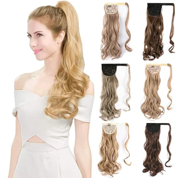 

Long Wave Clip In Tail False Hair Ponytail Hairpiece With Hairpins Synthetic Ponytail Hair Extensions Eunice Hair