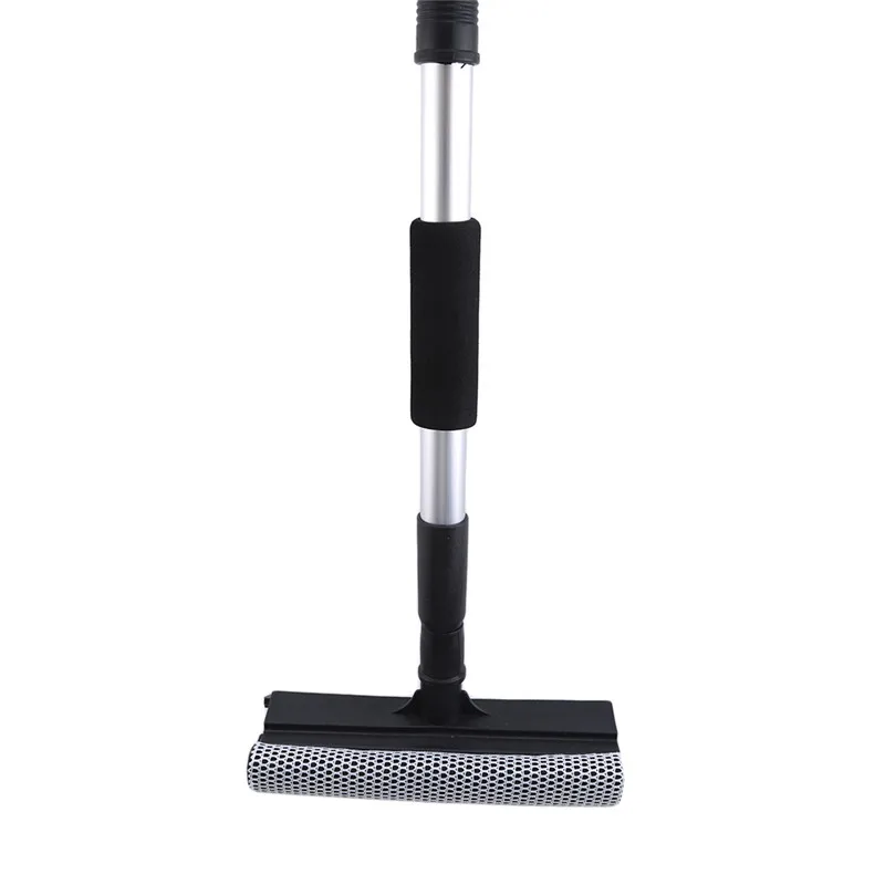 Stainless Steel Retractable Double-side Telescopic Rod Window Cleaner Squeegee Wiper Brush Glass Cleaning Tool