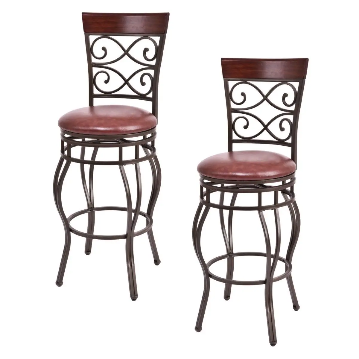 Costway набор из 2 старинных барных стульев поворотный мягкий сиденье бистро обеденный кухонный стул для паба