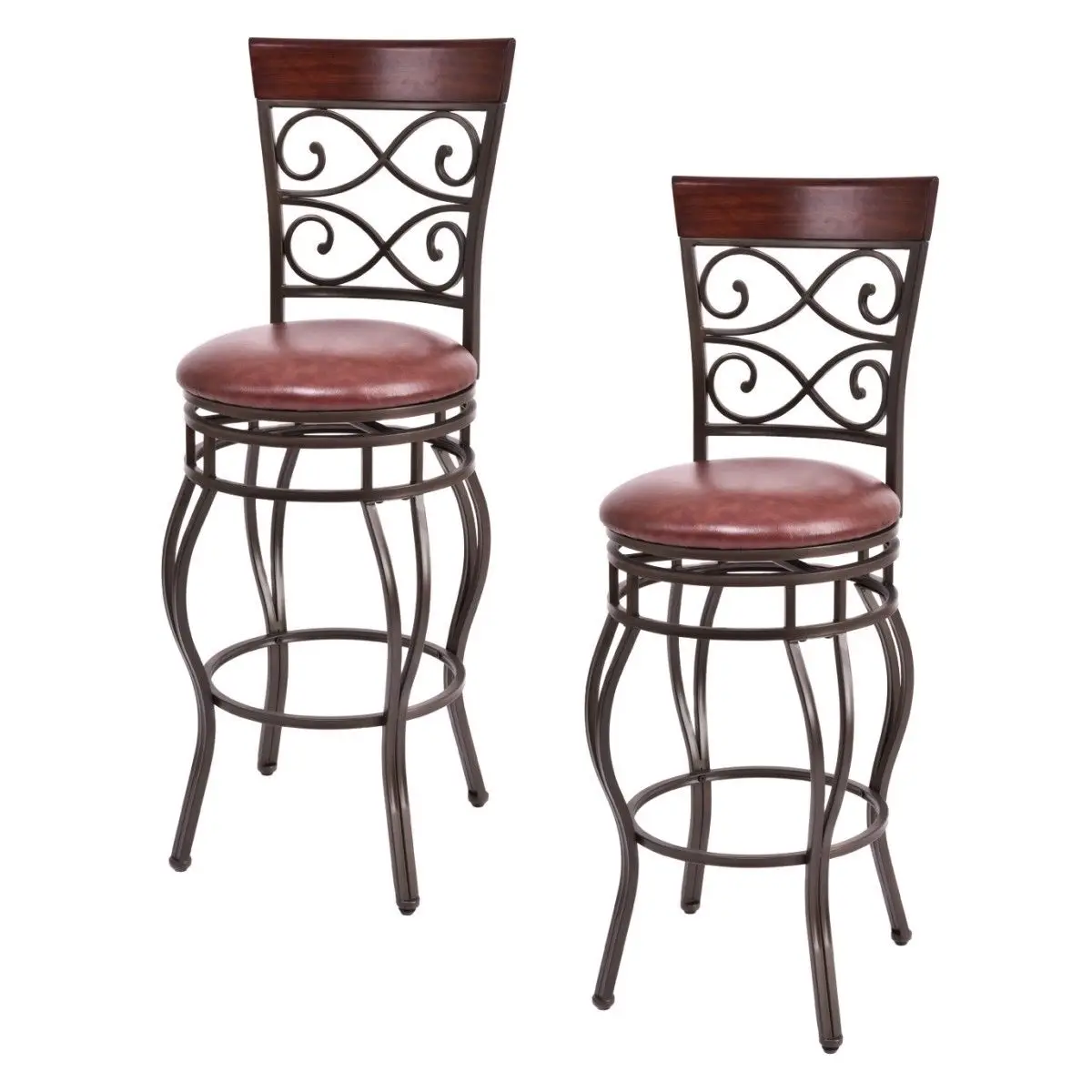 

Costway Set of 2 Vintage Bar Stools Swivel Padded Seat Bistro Dining Kitchen Pub Chair