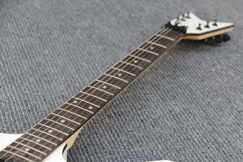 Глянцевый белый цвет Топ Черный переплет HH звукосниматели гитара комплектующие черного цвета болт на шею точка на грифе электрогитара ra