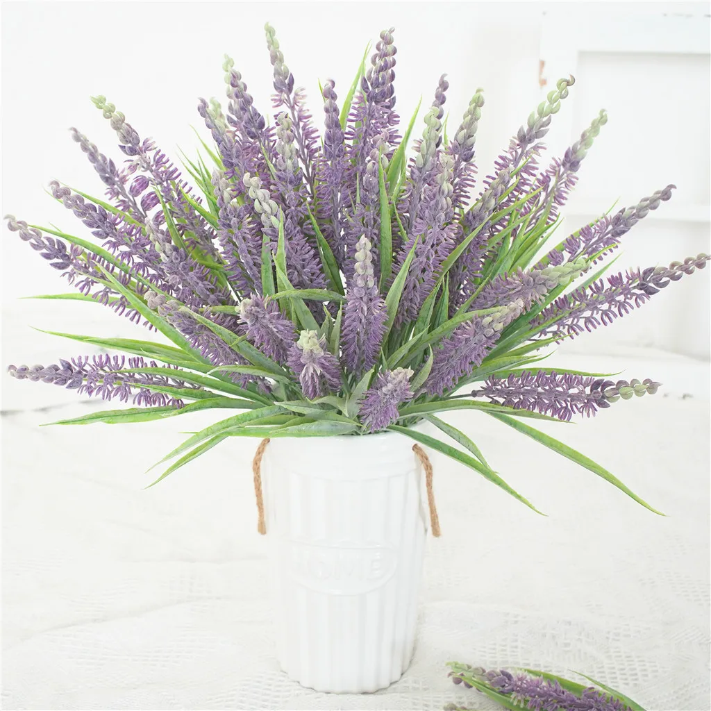 1 Bunch Big 7 Fork Spray Purple Lavender Artificial Flowers High-grade Fake Flowers Home Wedding Decoration Potted Garden Plants