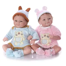 Bebe Кукла reborn baby twins мальчик девочка Силиконовые Детские куклы игрушки для детей подарок 43 см boneca reborn menino