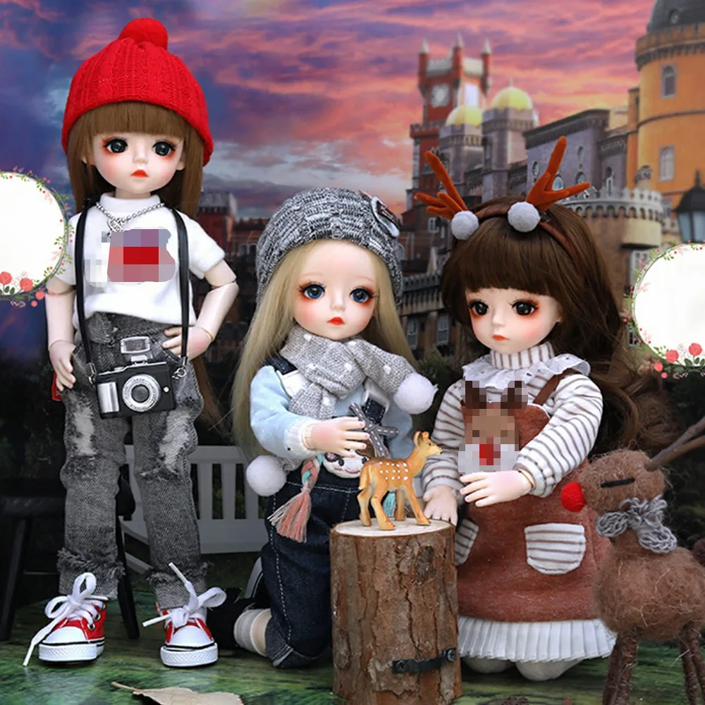 30 см BJD кукла с париком 3D глаза одежда наряд обувь парик волосы макияж подвижные
