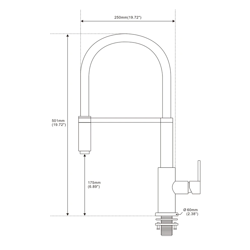 Vidric High Arch Single Hole Single Handle Pull Down Sprayer Docking Kitchen Faucet Alba Matt Black Mixer Sink Tap with Spray He