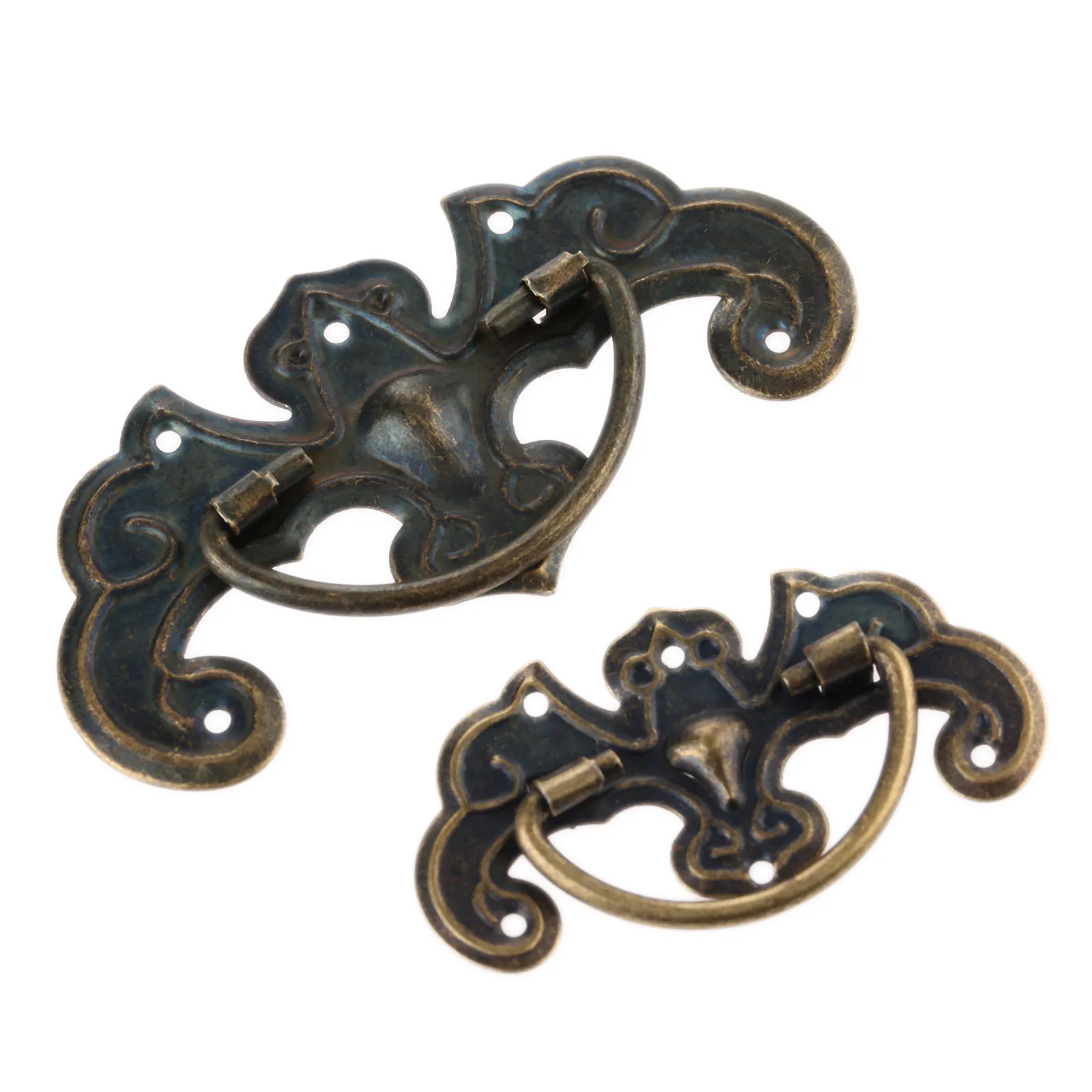 4Pcs Antique Jewelry Box Door Drawer Pulls Handles Knobs Furniture Kitchen Cupboard Cabinet Knobs and Handles with Nails