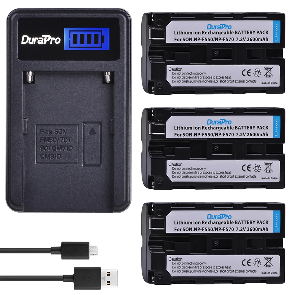 3 шт. 2600 мАч NP-F550 NP-F570 NP F550 Камера Батарея + ЖК-дисплей USB Зарядное устройство для Sony NP-F330 np-f530 NP-F570 np-f730 NP-F750 CCD-RV100