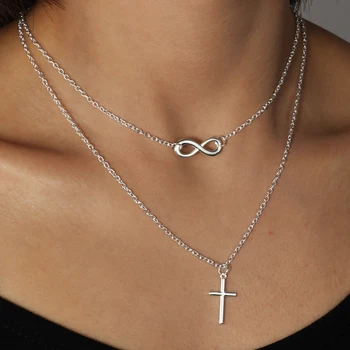 

Seblasy Punk Popular Fashion Simple Bar Alloy Cross Infinity Long Chain Necklaces & Pendants for Women Party Gift Making Jewelry