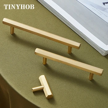 

1.8"-15" Gold solid Brass Hexagon handle T bar Cabinet Pull for Kitchen Room Straight Dresser Handle and Knob Furniture Hardware