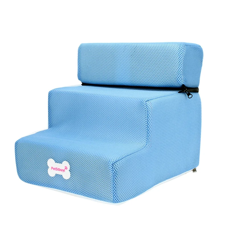 Light blue Домик для собак, лестница для собак, маленький домик для щенков, кошек, лестницы для питомцев, 3 ступени, лестница, противоскользящая Съемная кровать для собак, лестницы для домашних животных - Цвет: Light blue