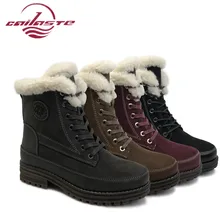 CAILASTE/женская зимняя обувь; Зимние ботильоны из смешанной шерсти; нескользящая женская обувь на шнуровке и молнии для походов