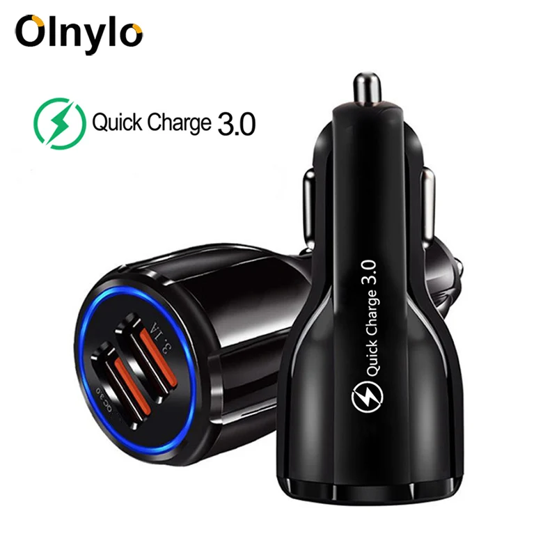 Olnylo 18 Вт 3.1A автомобильное зарядное устройство Quick Charge 3,0 Универсальный двойной USB быстрая зарядка для iPhone 11 X samsung Xiaomi Мобильный телефон в автомобиле