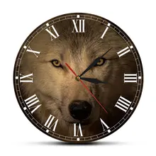 Декоративные настенные часы с изображением волчьего глаза, голова волка, современные акриловые настенные часы с принтом, украшение комнаты