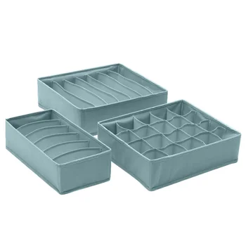 

3pcs Closet Underwear Organizer Foldable Storage Box Drawer Fabric Finishing Box Divider Kit Bras Panties Socks Home Props