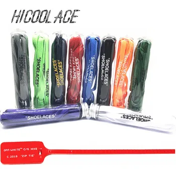 

2019 New 47"/55"/63" Shoelacs Black White Orange Green OW Printing "SHOELACES" Shoelace with Logo Zip Tie for Off White Shoelace
