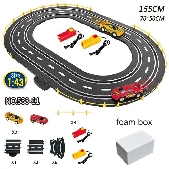 Электрический рельсовый автомобиль 1:43 ускорение спортивный трек игрушка гоночный кольцевой сборочный рельсовый трек с дистанционным управлением гоночный трек детские игрушки - Цвет: set1