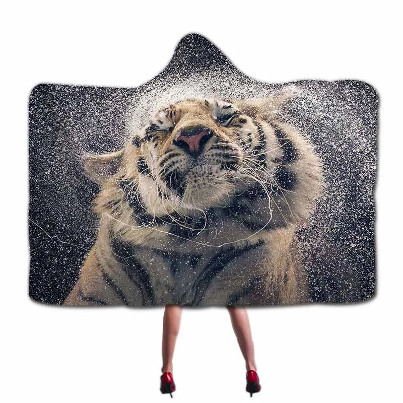 Majesty animals Tiger одеяло с капюшоном для взрослых и детей, микрофибра, толстовка с капюшоном, одеяло, офисное одеяло для короткого сна, для игр, носимая шаль, накидка