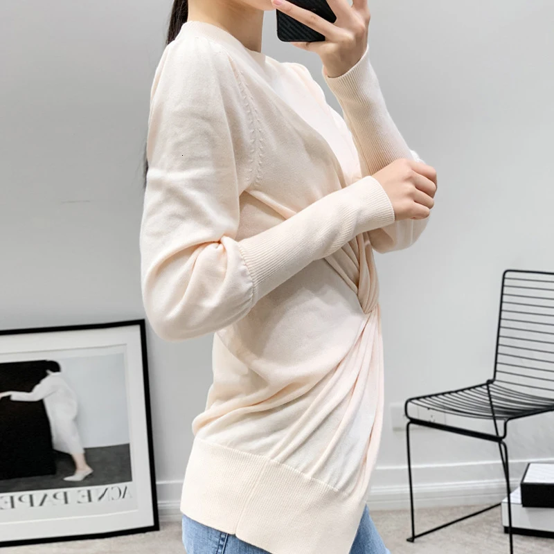TWOTWINSTYLE Kitting, пуловеры, женский свитер, о-образный вырез, рукав-фонарик, туника, бинты, осенние свитера для женщин, мода, новинка