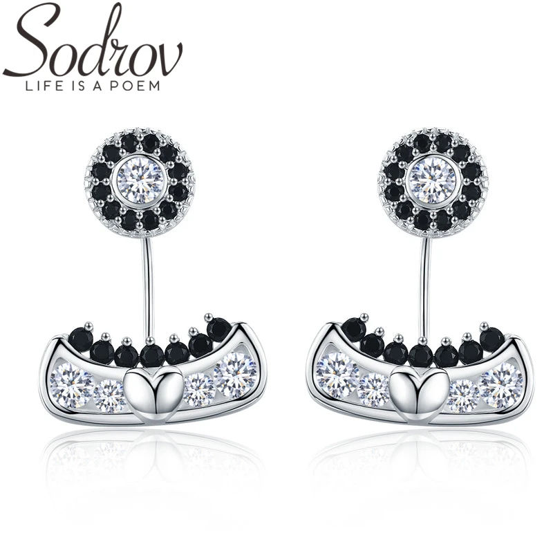 

SODROV Real 925 Sterling Silver Jewelry Boucle D'oreille Stud Earrings for Women I042