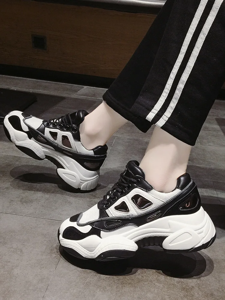 

New Style Shoes Women's 2019 Athletic Shoes Dad Online Celebrity Students Versatile Autumn Tie-Back Viscose Shoes Wisdom Smoked