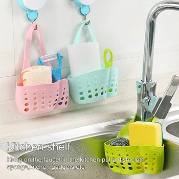 

DIDIHOU 1Pc Kitchen Rack Snap Fastener Sink Hanging Storage Bag Basket Organizer Bathroom Box Drain Faucet Sponge Holder Gadget