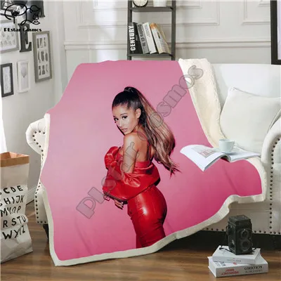 Светло-серый Celebrity Ariana Grand Design Blanket Plush 3d Printed for Adults Sofa Sherpa Fleece Bedspread Wrap Throw Blanket Microfiber-4 - Цвет: Светло-серый
